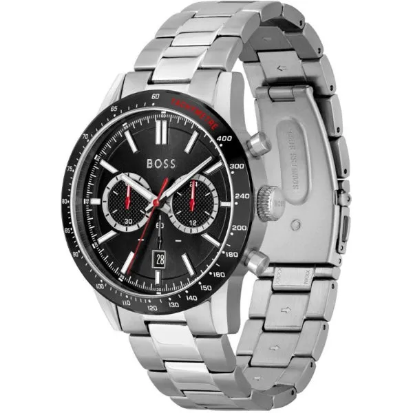 HUGO BOSS Allure Silver Stainless Steel Black Dial Chronograph Quartz Watch for Gents - 1513922
