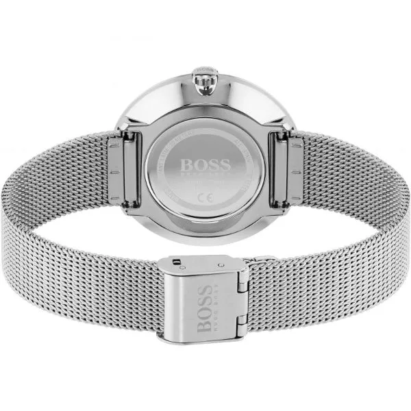 HUGO BOSS Praise Silver Mesh Bracelet Silver Dial Quartz Watch for Ladies - 1502546
