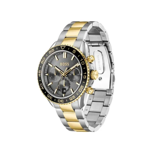 Hugo Boss Runner Two-tone Stainless Steel Grey Dial Chronograph Quartz Watch for Gents - Boss 1514144