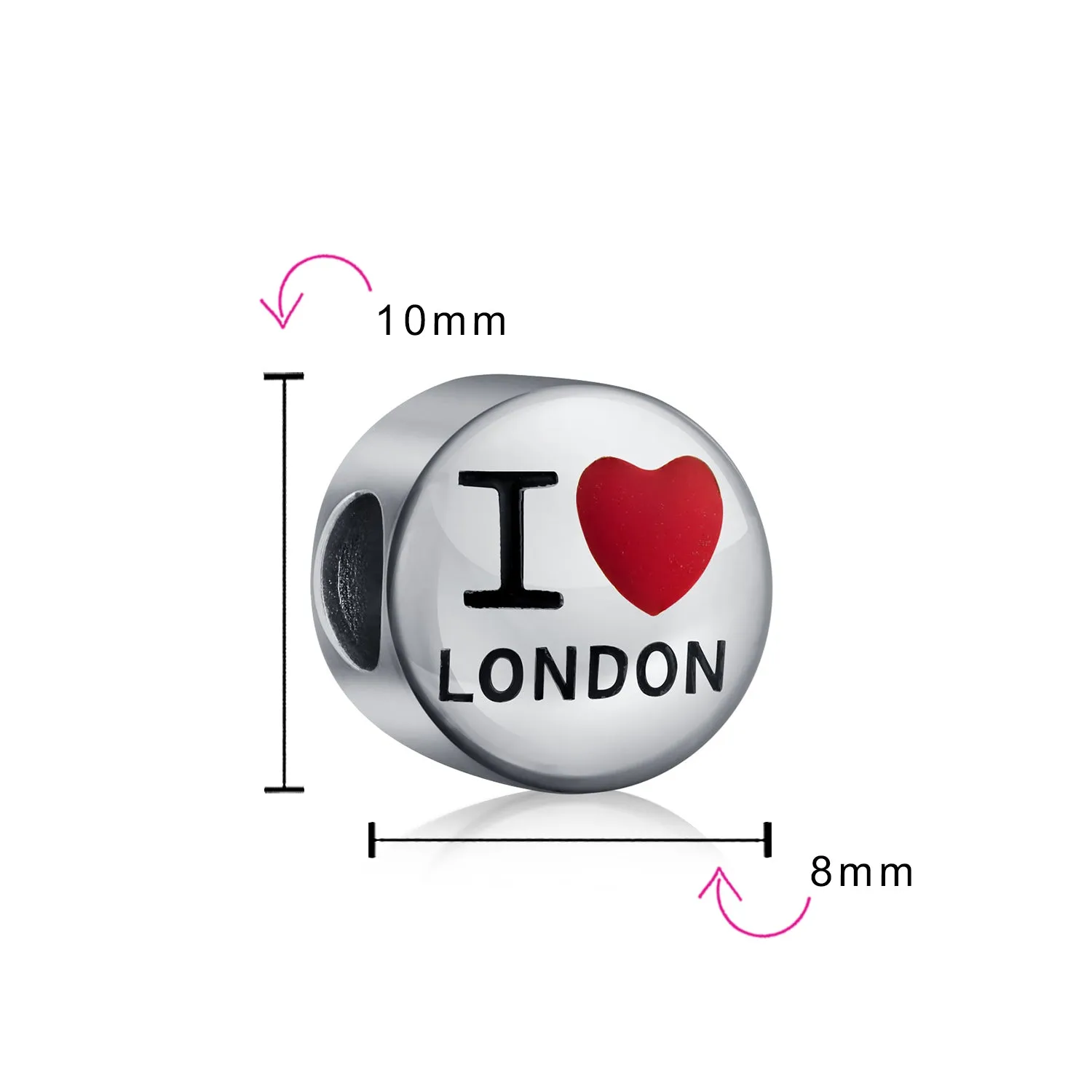 I Love London Charm Bead Enamel Sterling Silver for European Bracelets