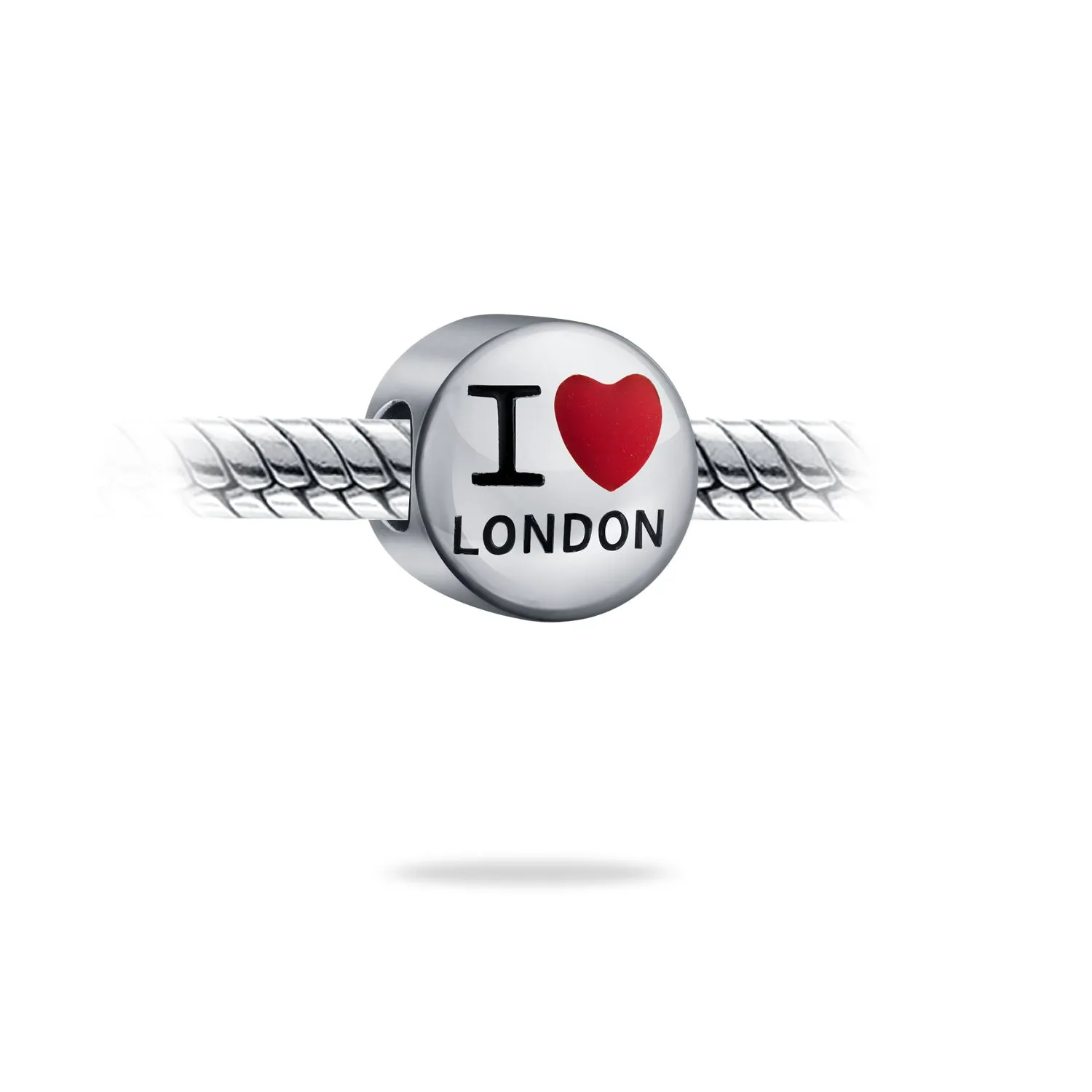I Love London Charm Bead Enamel Sterling Silver for European Bracelets