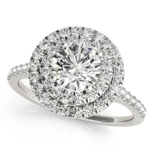Ida Round Center Stone Two Tone Double Halo Engagement Ring