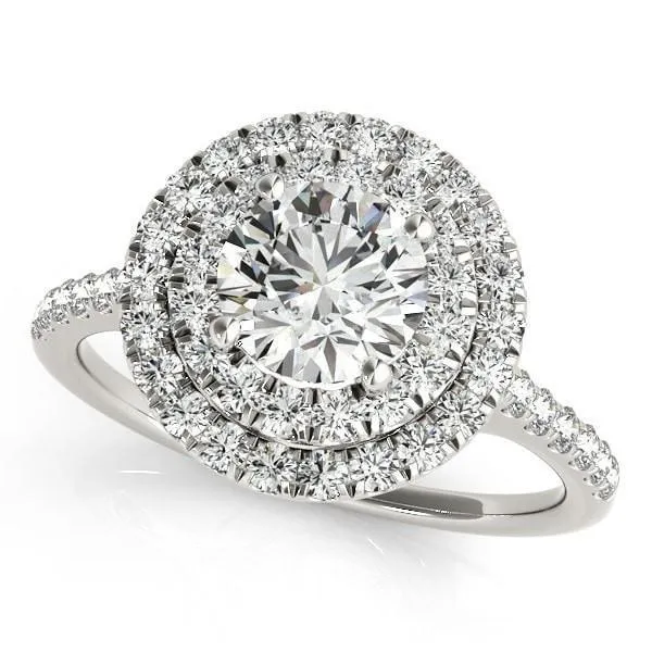 Ida Round Center Stone Two Tone Double Halo Engagement Ring