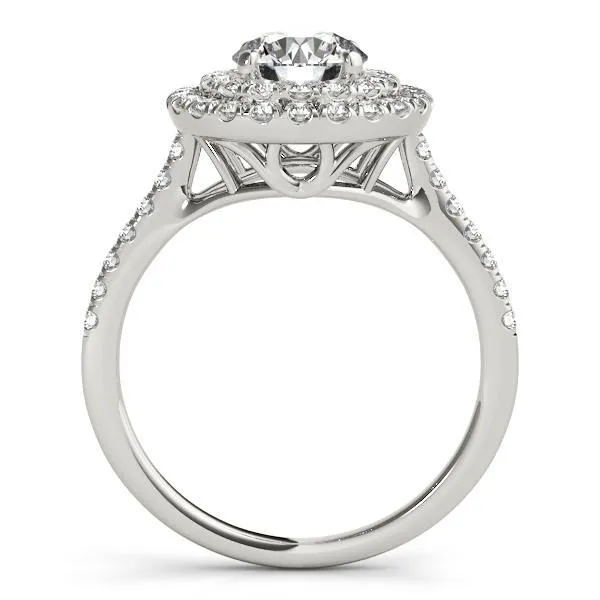 Ida Round Center Stone Two Tone Double Halo Engagement Ring