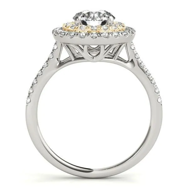 Ida Round Center Stone Two Tone Double Halo Engagement Ring