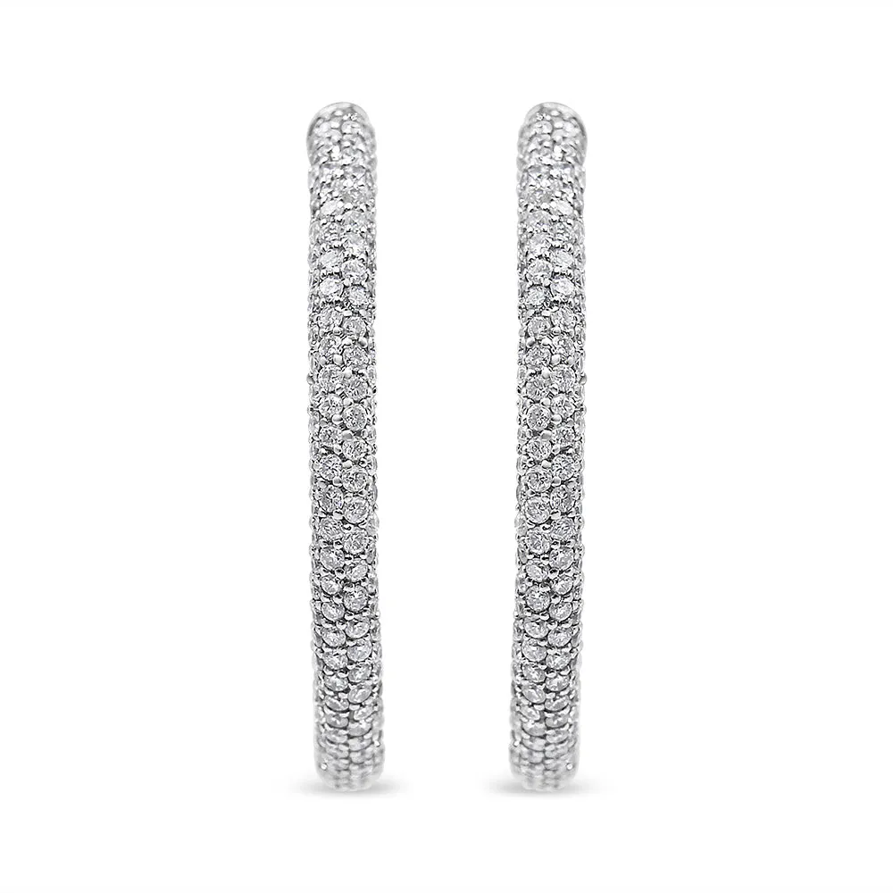 INFINITE JEWELS - Original 18K White Gold 2 1/3 Cttw Pave Set Diamond Semi Eternity Leverback Hoop Earrings (F-G Color, VS1-VS2 Clarity)