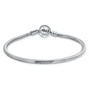 Initial Amulet Snake Bracelet with Infinity Symbol and European Charm Clasp