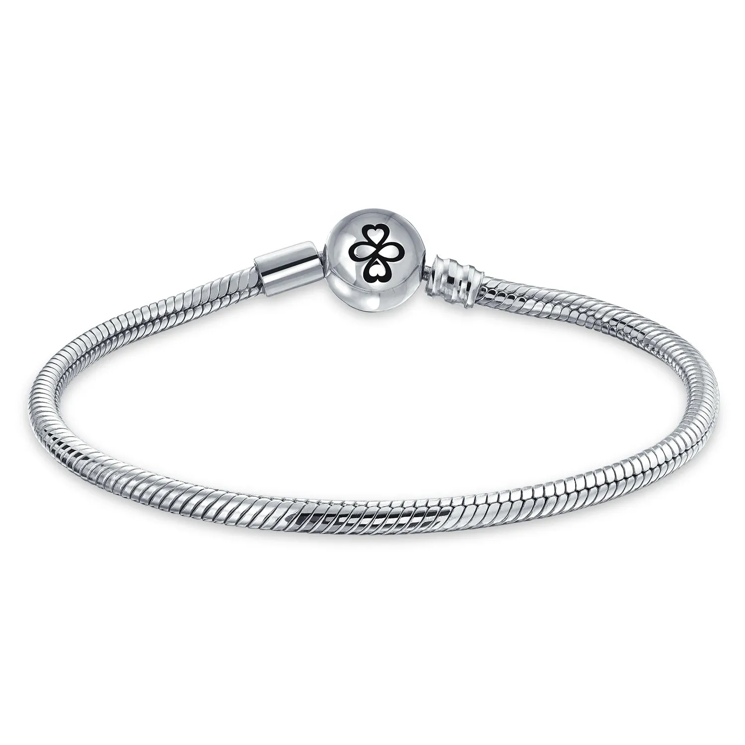 Initial Amulet Snake Bracelet with Infinity Symbol and European Charm Clasp
