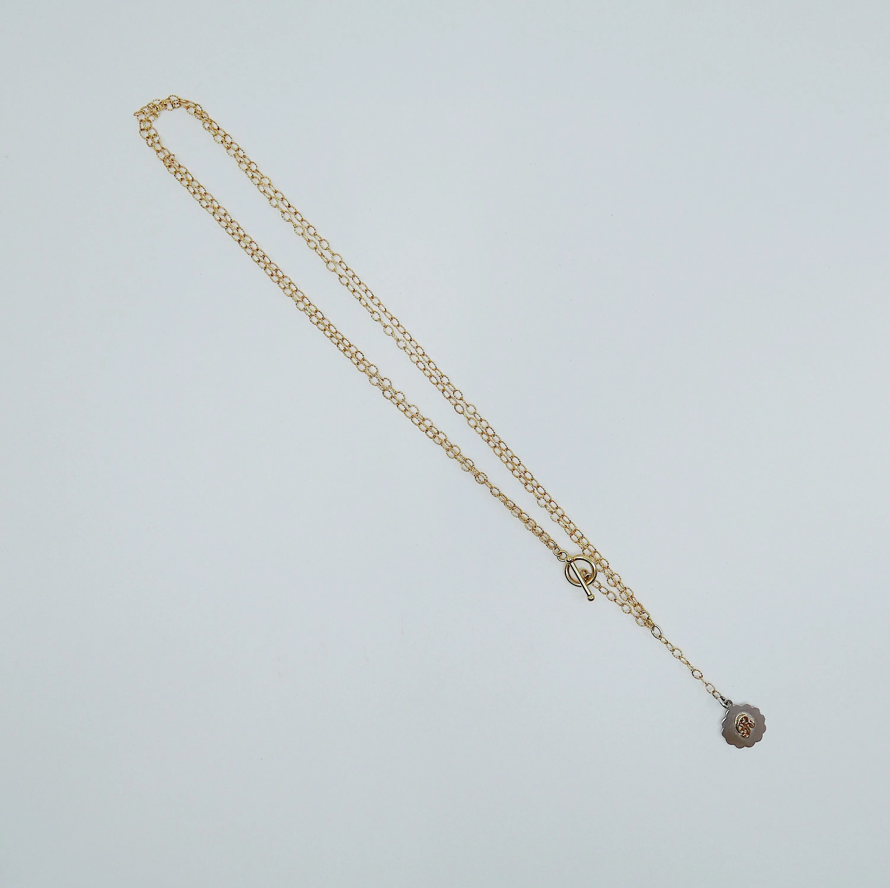 Initial Double Chain Lariat Necklace