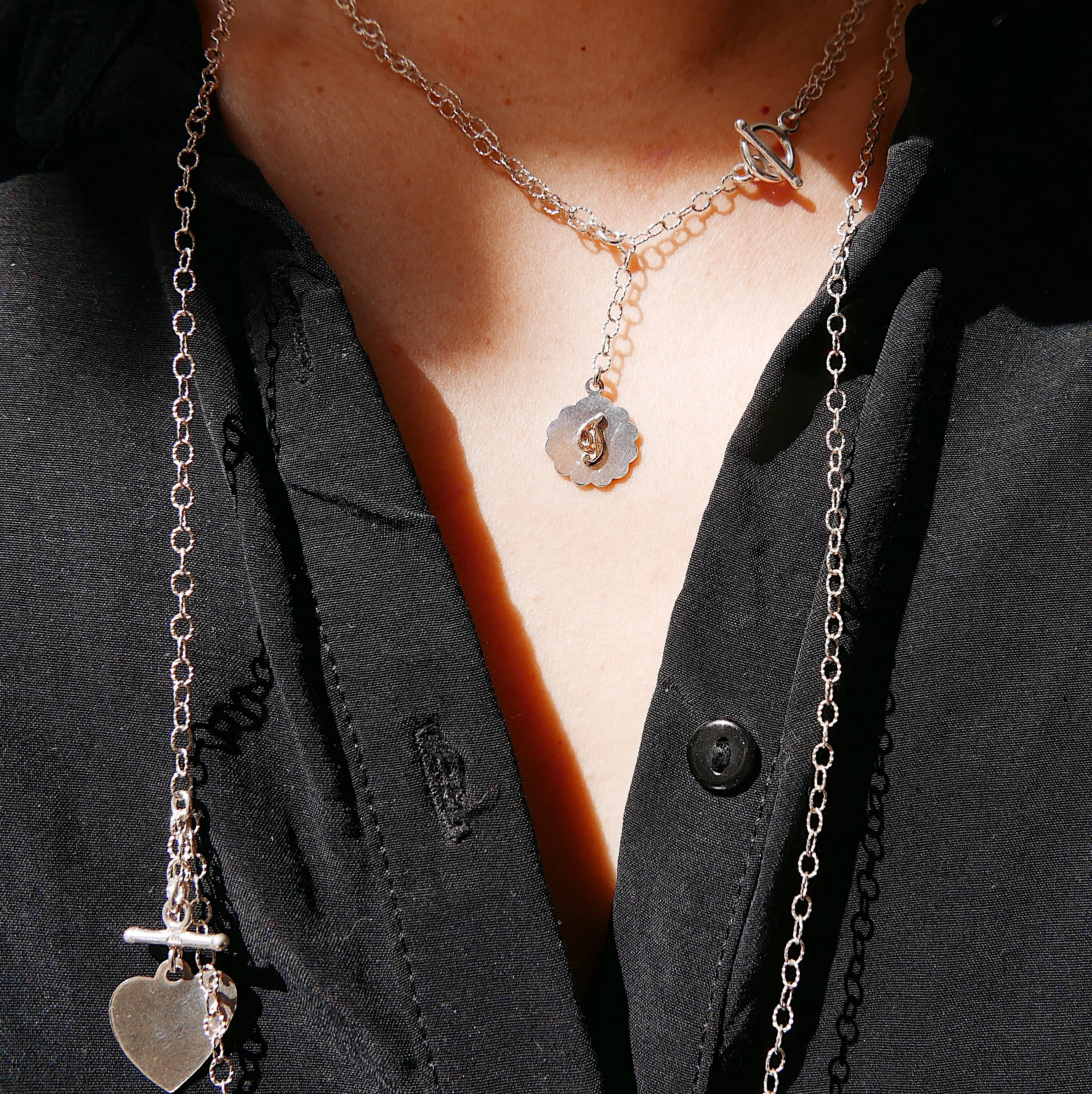 Initial Double Chain Lariat Necklace