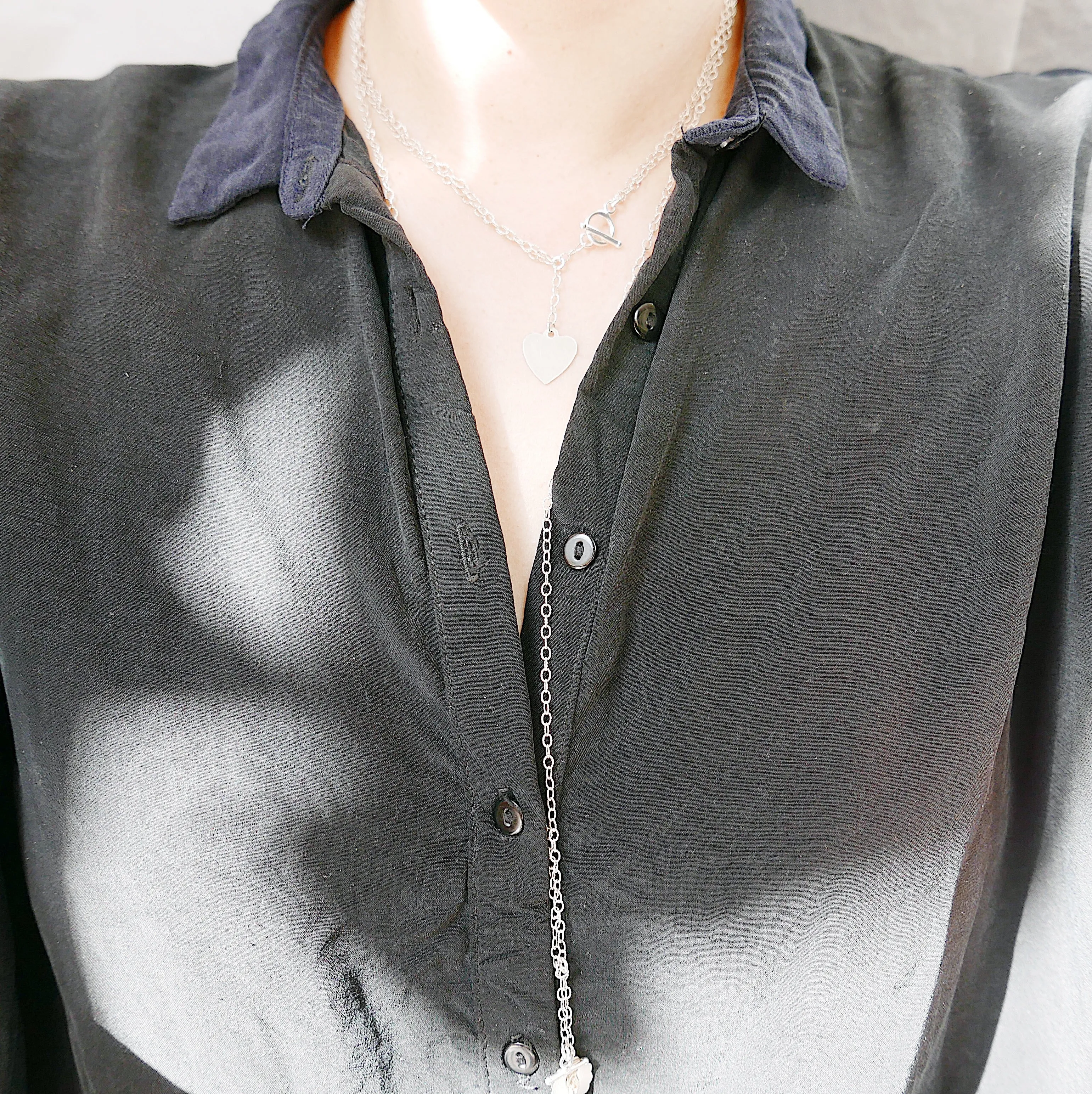 Initial Double Chain Lariat Necklace