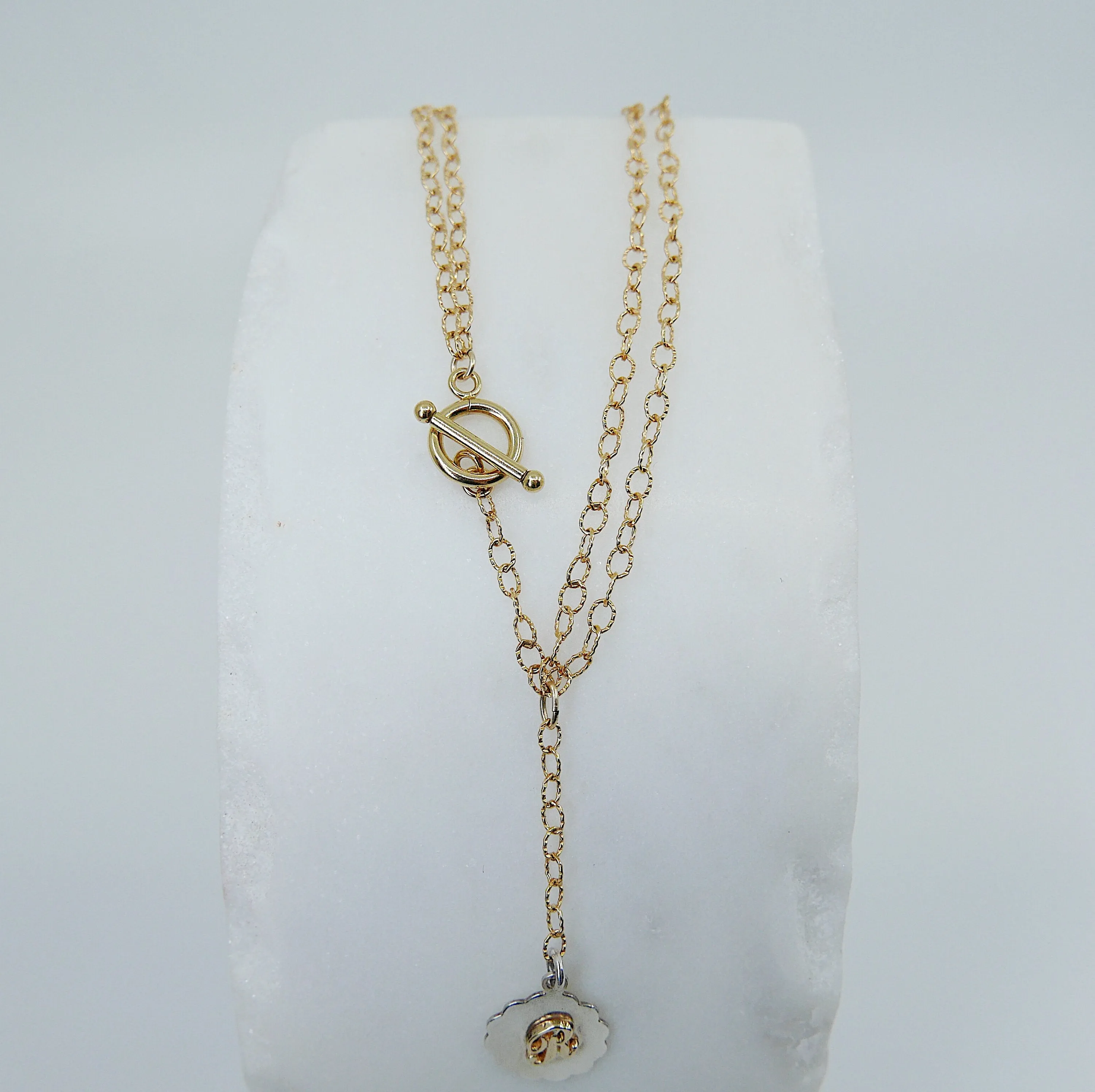 Initial Double Chain Lariat Necklace