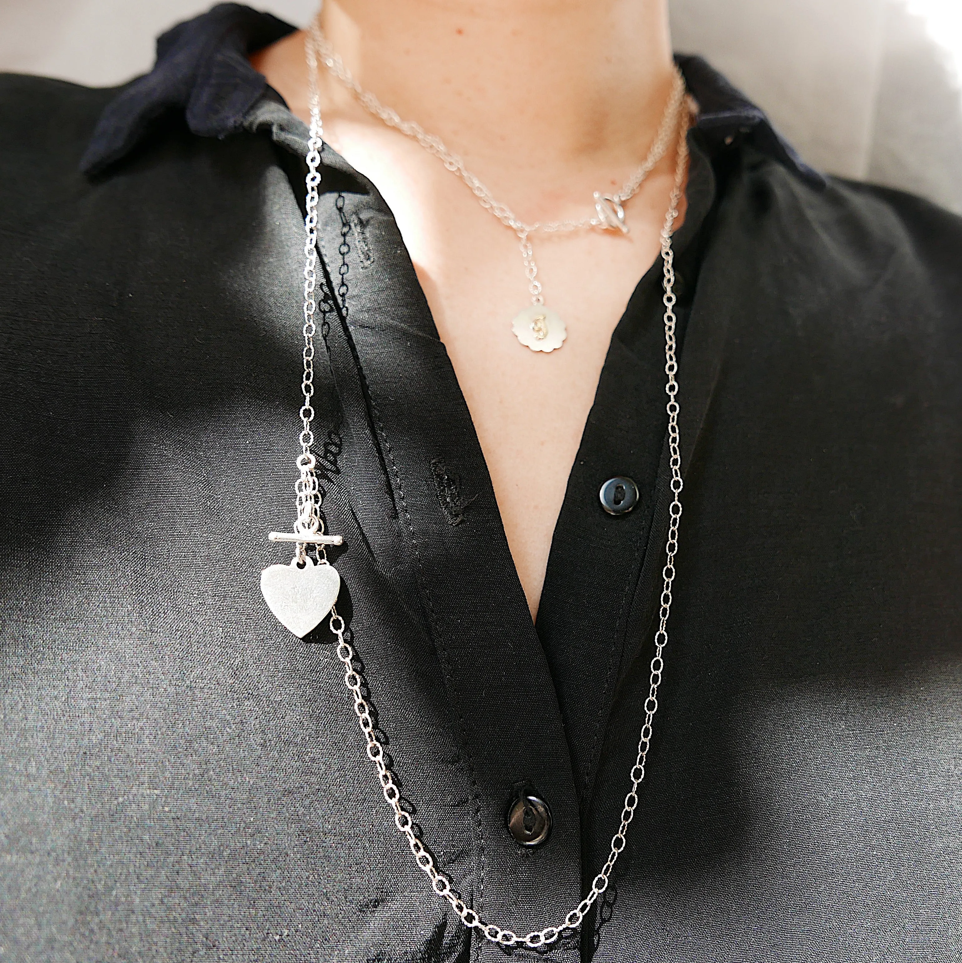 Initial Double Chain Lariat Necklace