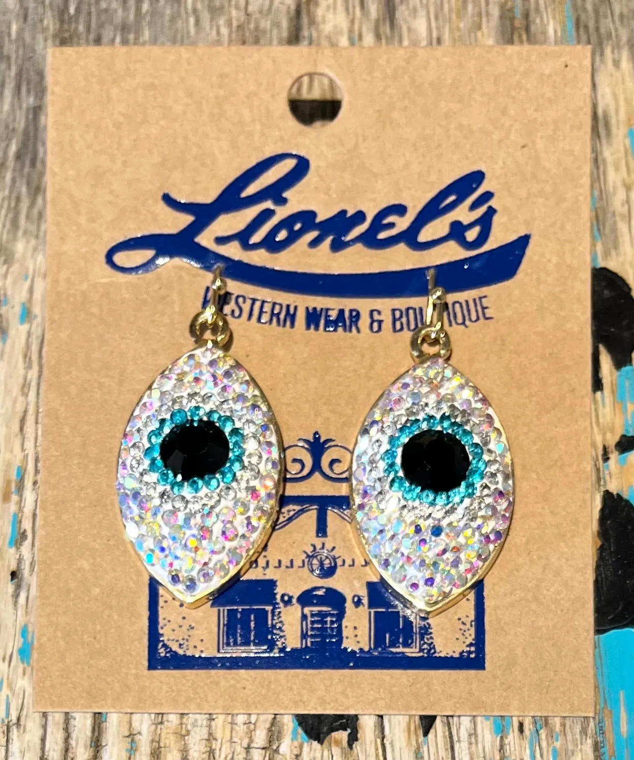 Iridescent Crystal Earrings w/ Center Eye