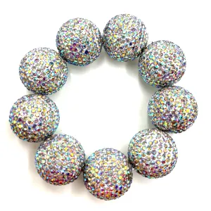 Iridescent Crystal Sphere Stretch Statement Bracelet
