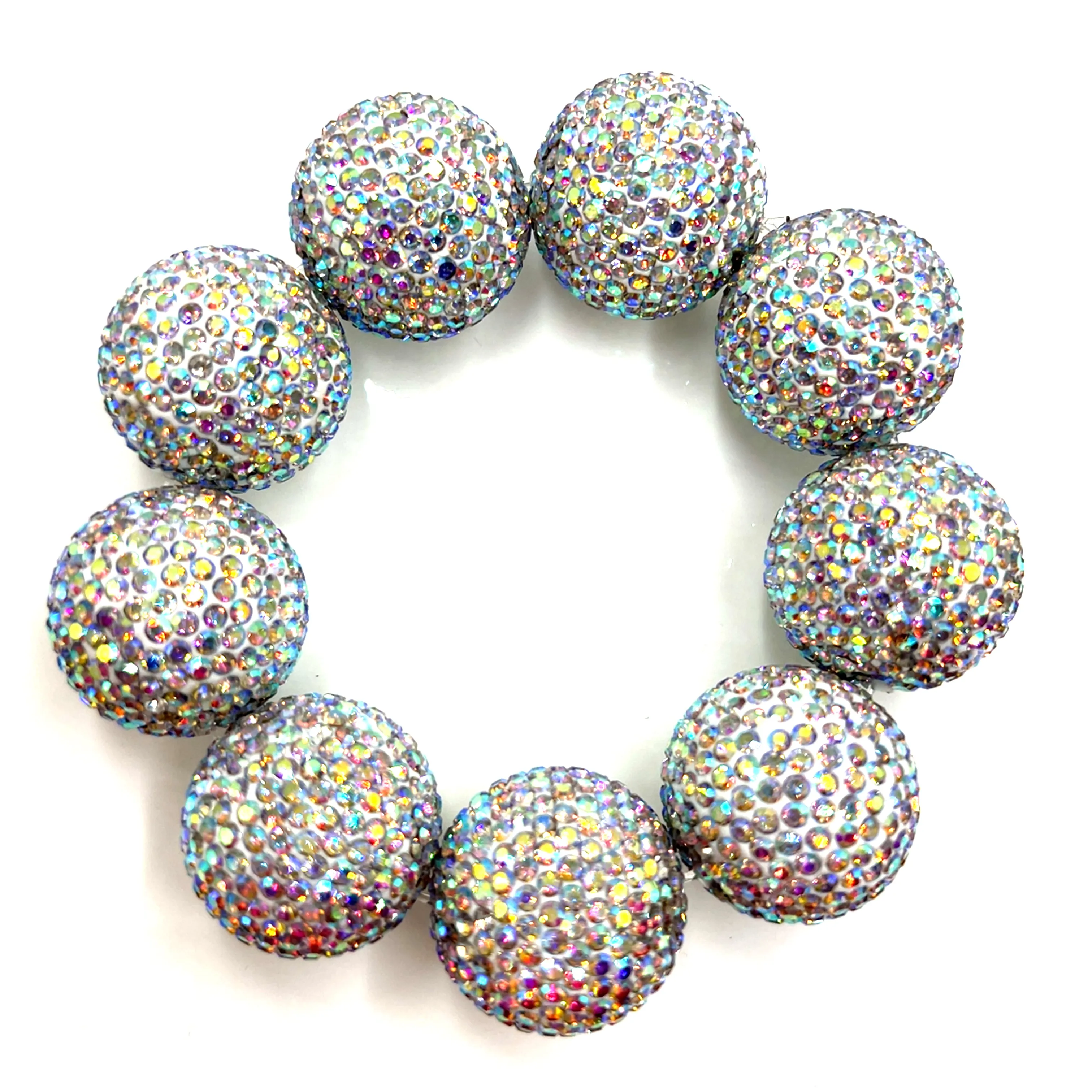 Iridescent Crystal Sphere Stretch Statement Bracelet