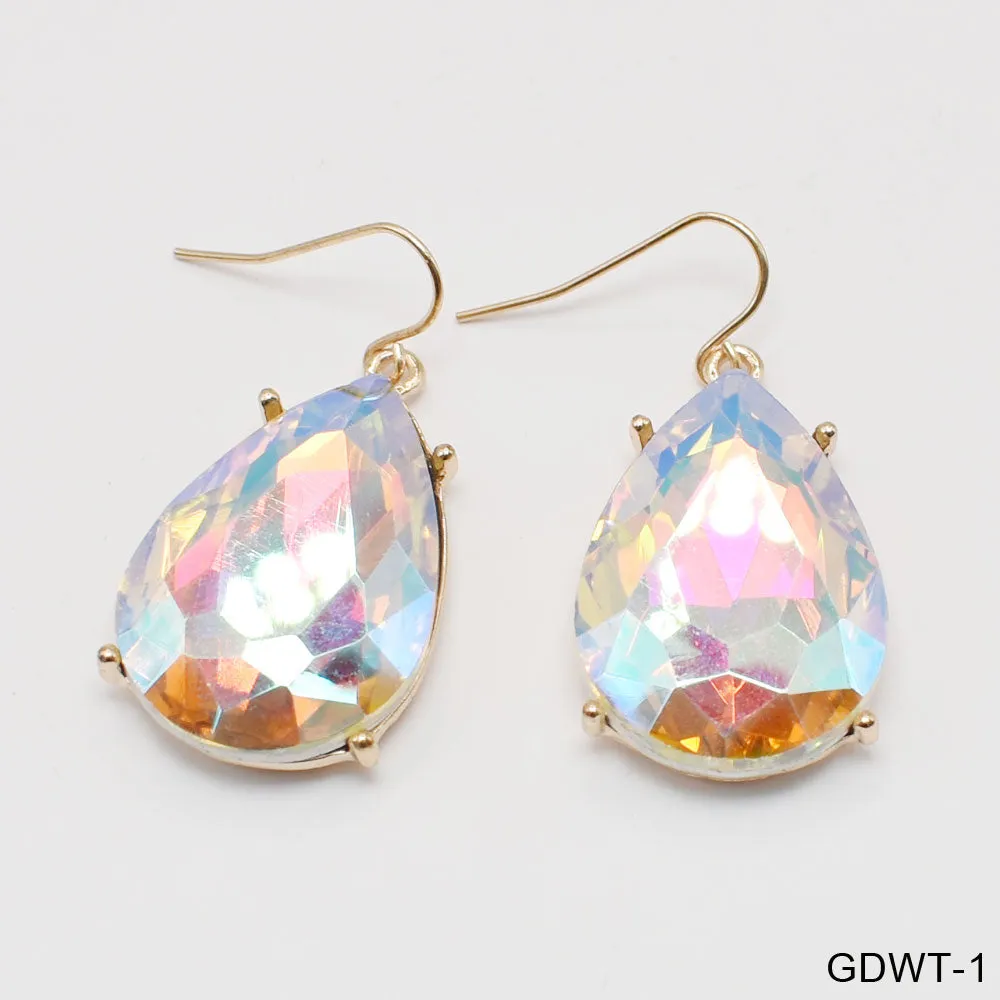 Iridescent Teardrop earrings gold tone