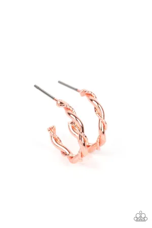 Irresistibly Intertwined Copper Paparazzi Tiny Hoop Earrings