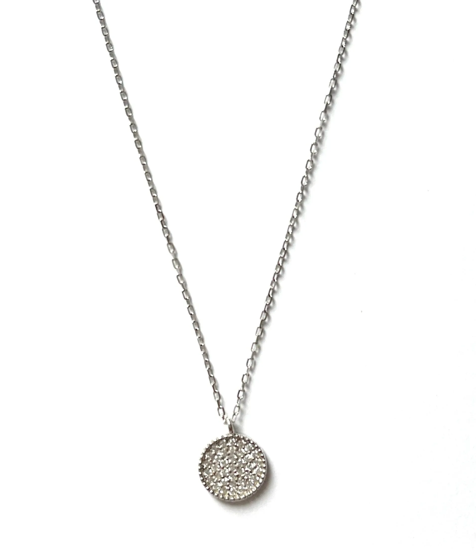 Isabella CZ Disc With Beaded Trim Necklace
