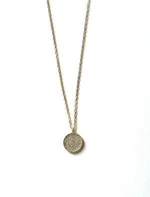 Isabella CZ Disc With Beaded Trim Necklace