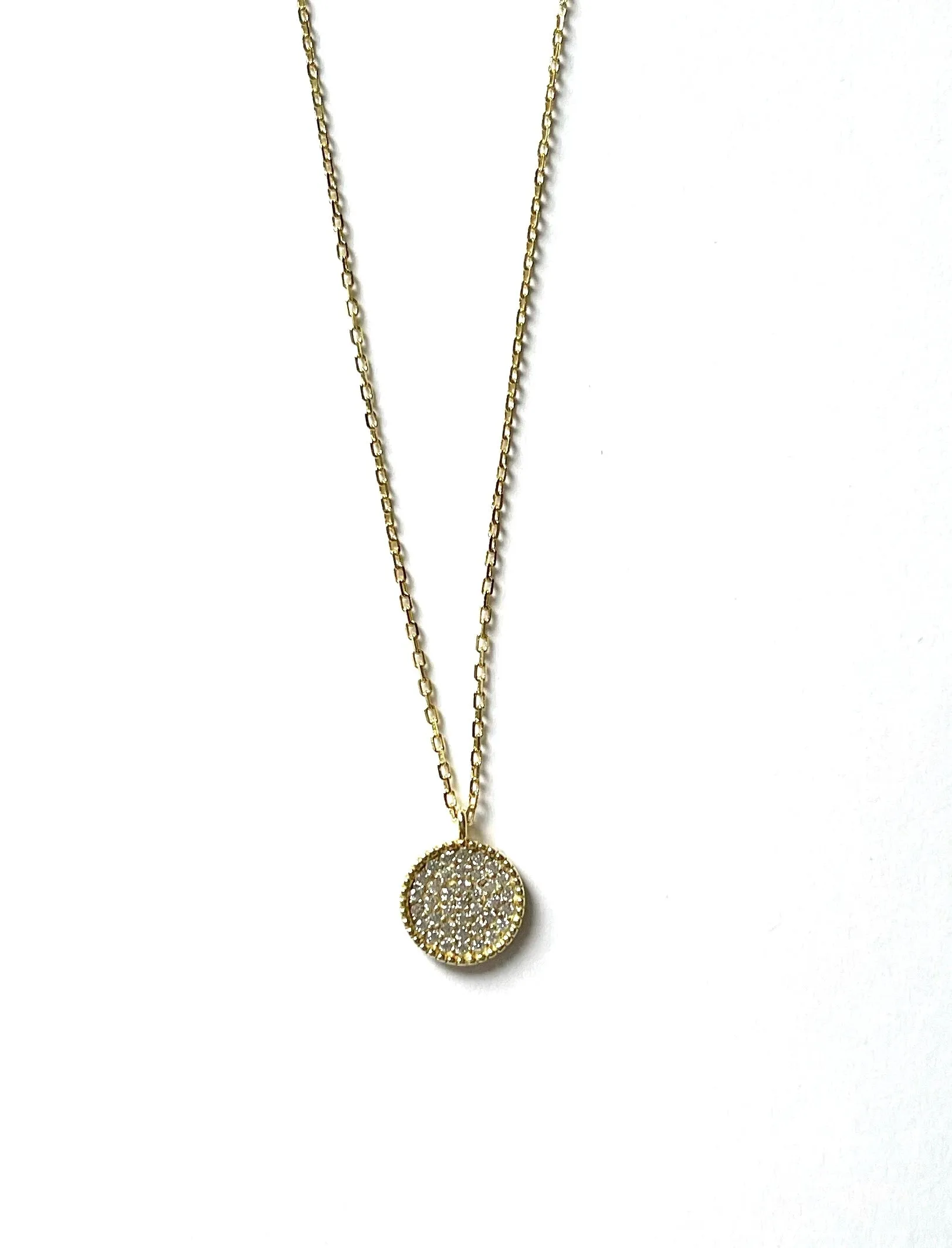 Isabella CZ Disc With Beaded Trim Necklace