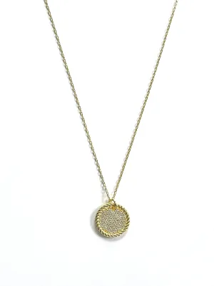 Issie CZ Disc With Beaded Knot Trim Necklace