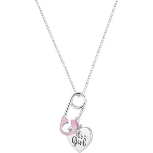 It's A Girl Pink Diaper Pin Pendant New Mom To Be Mother Necklace
