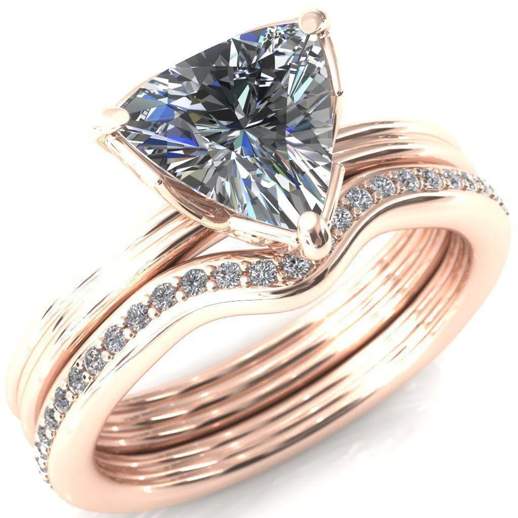 Izabel Trillion Moissanite 3 Prong Engagement Ring