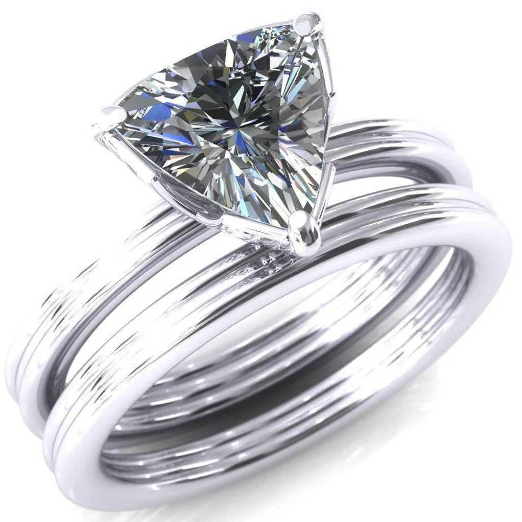 Izabel Trillion Moissanite 3 Prong Engagement Ring