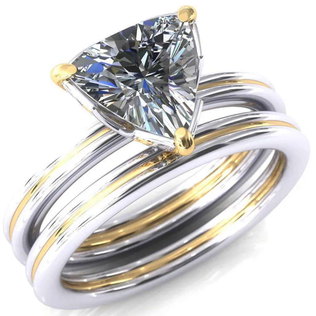 Izabel Trillion Moissanite 3 Prong Engagement Ring