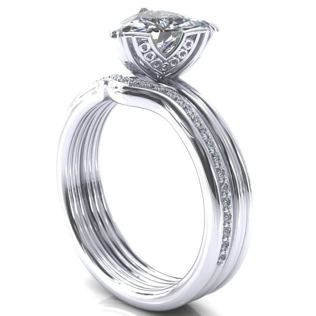 Izabel Trillion Moissanite 3 Prong Engagement Ring