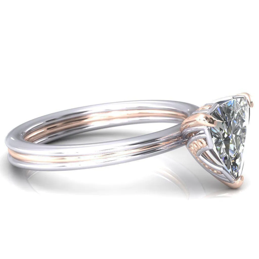 Izabel Trillion Moissanite 3 Prong Engagement Ring