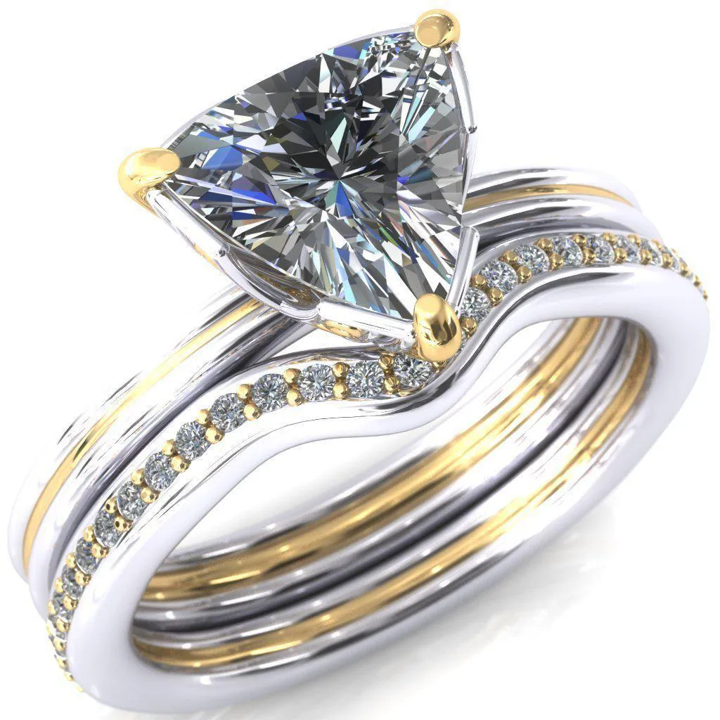 Izabel Trillion Moissanite 3 Prong Engagement Ring