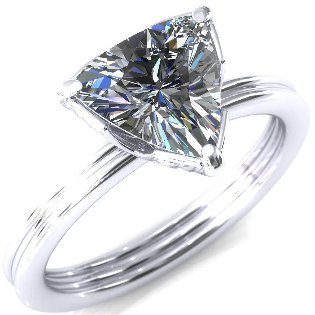 Izabel Trillion Moissanite 3 Prong Engagement Ring