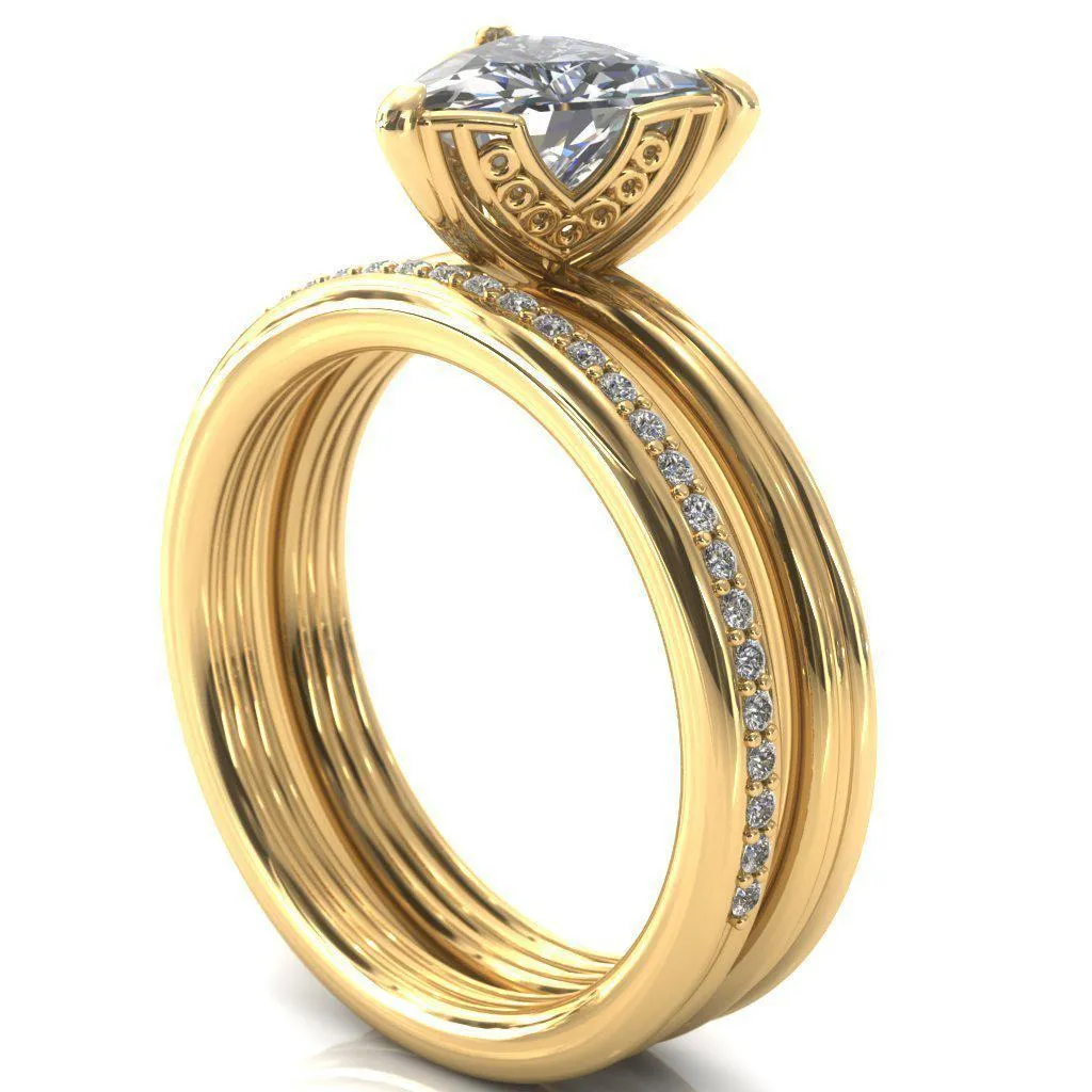 Izabel Trillion Moissanite 3 Prong Engagement Ring