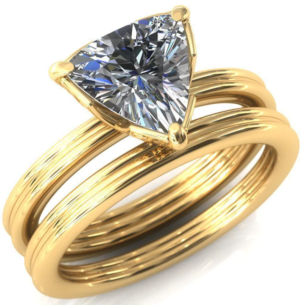 Izabel Trillion Moissanite 3 Prong Engagement Ring