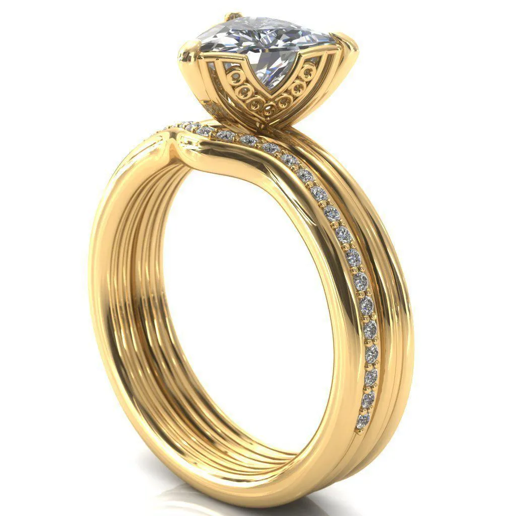 Izabel Trillion Moissanite 3 Prong Engagement Ring