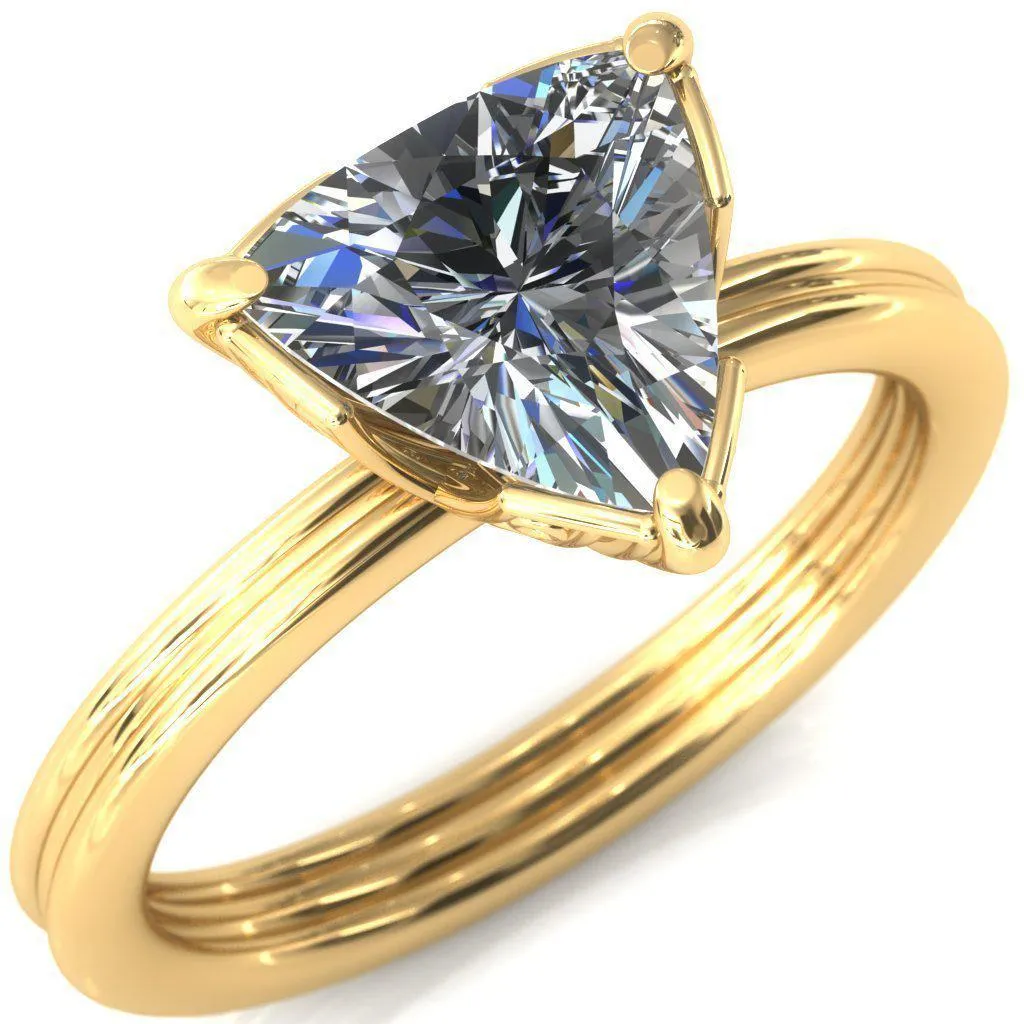 Izabel Trillion Moissanite 3 Prong Engagement Ring