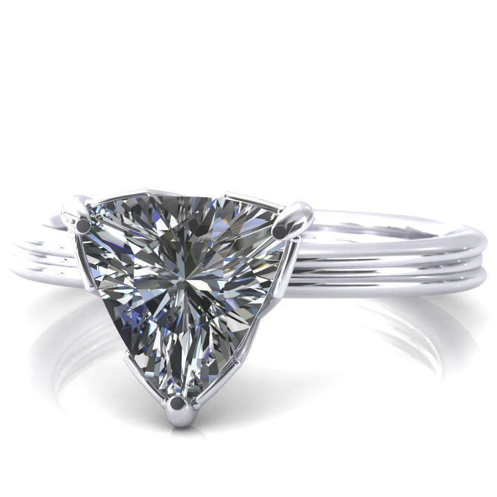 Izabel Trillion Moissanite 3 Prong Engagement Ring