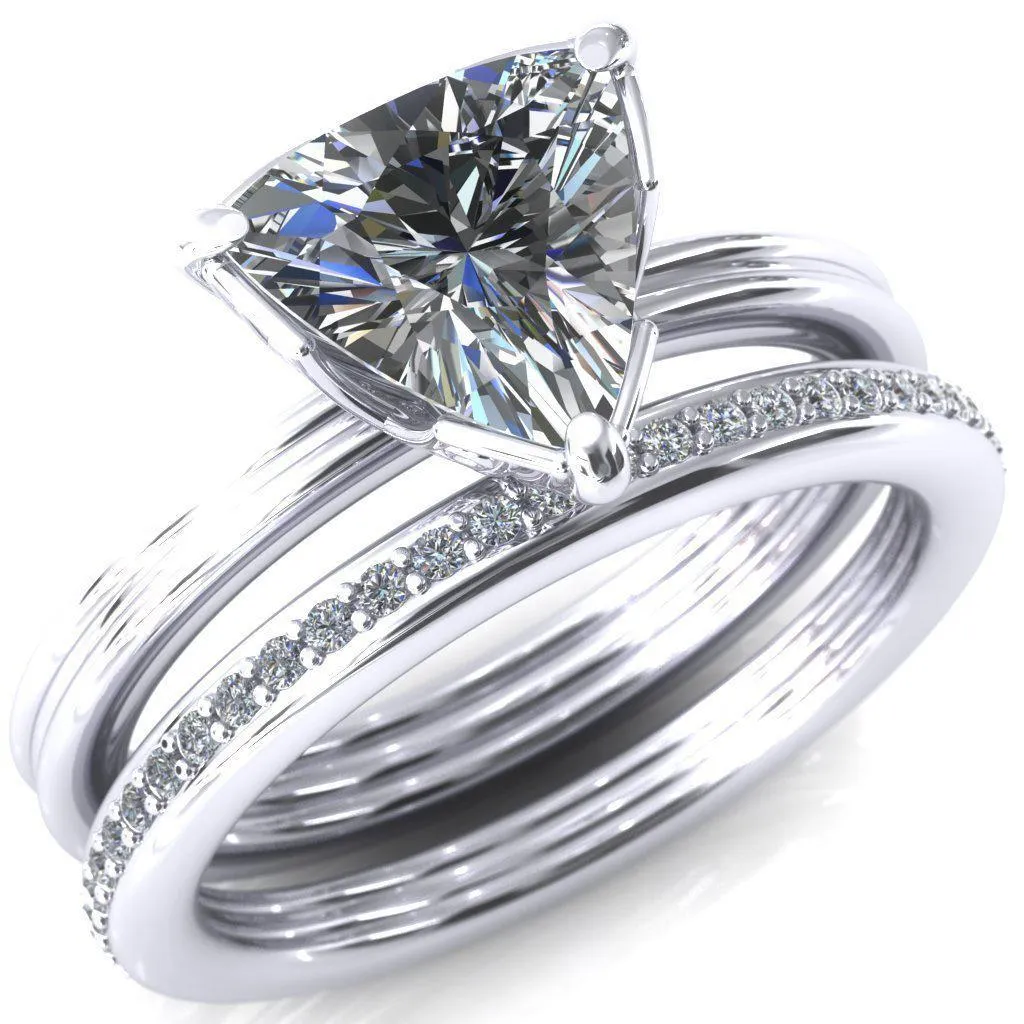 Izabel Trillion Moissanite 3 Prong Engagement Ring