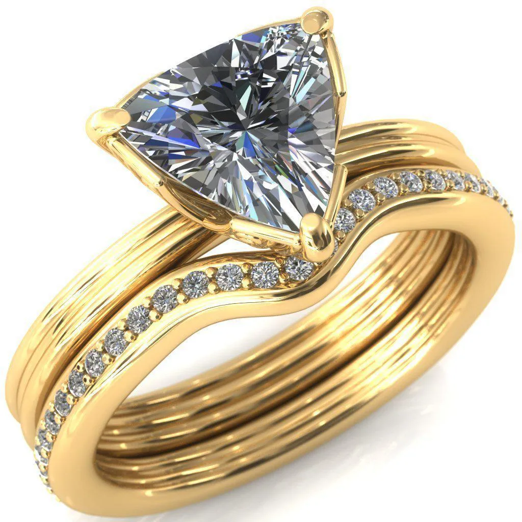 Izabel Trillion Moissanite 3 Prong Engagement Ring