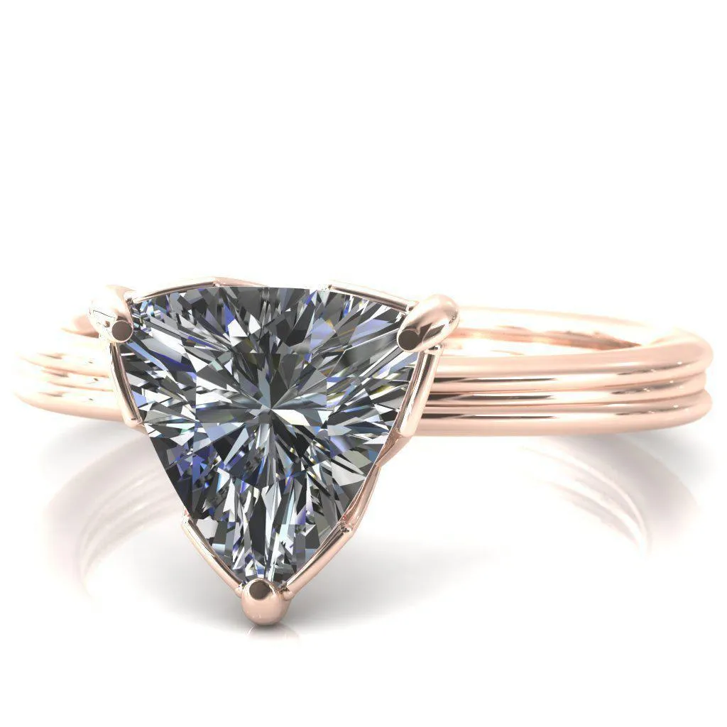 Izabel Trillion Moissanite 3 Prong Engagement Ring