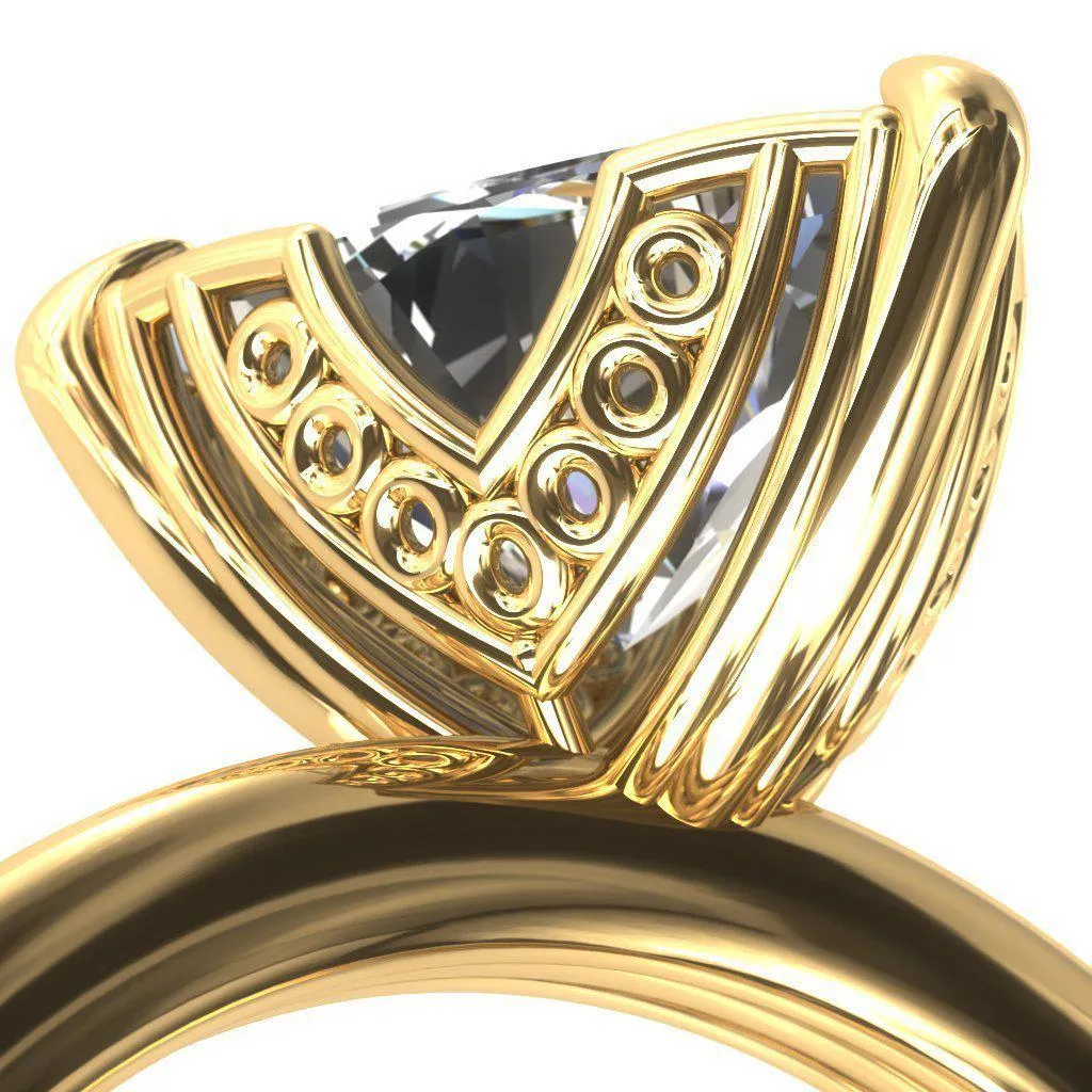 Izabel Trillion Moissanite 3 Prong Engagement Ring