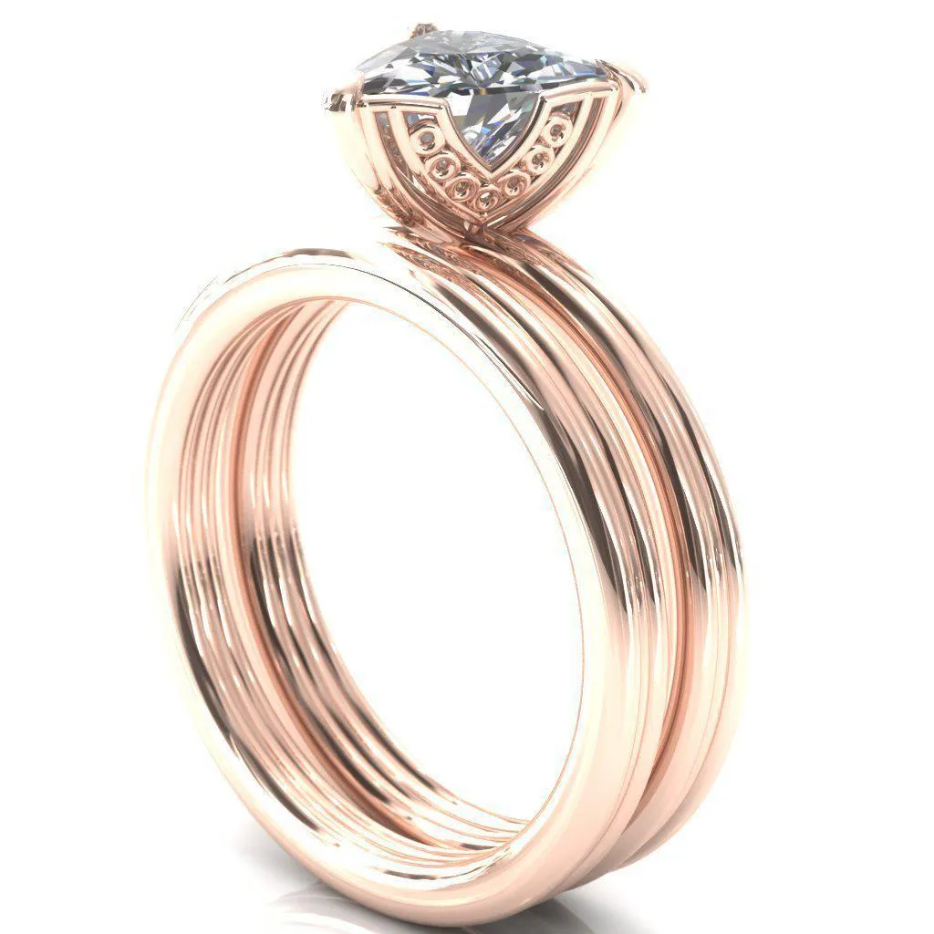 Izabel Trillion Moissanite 3 Prong Engagement Ring