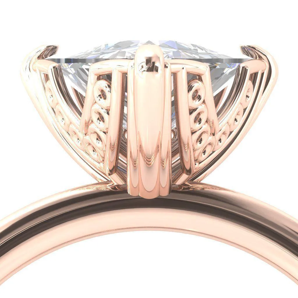 Izabel Trillion Moissanite 3 Prong Engagement Ring