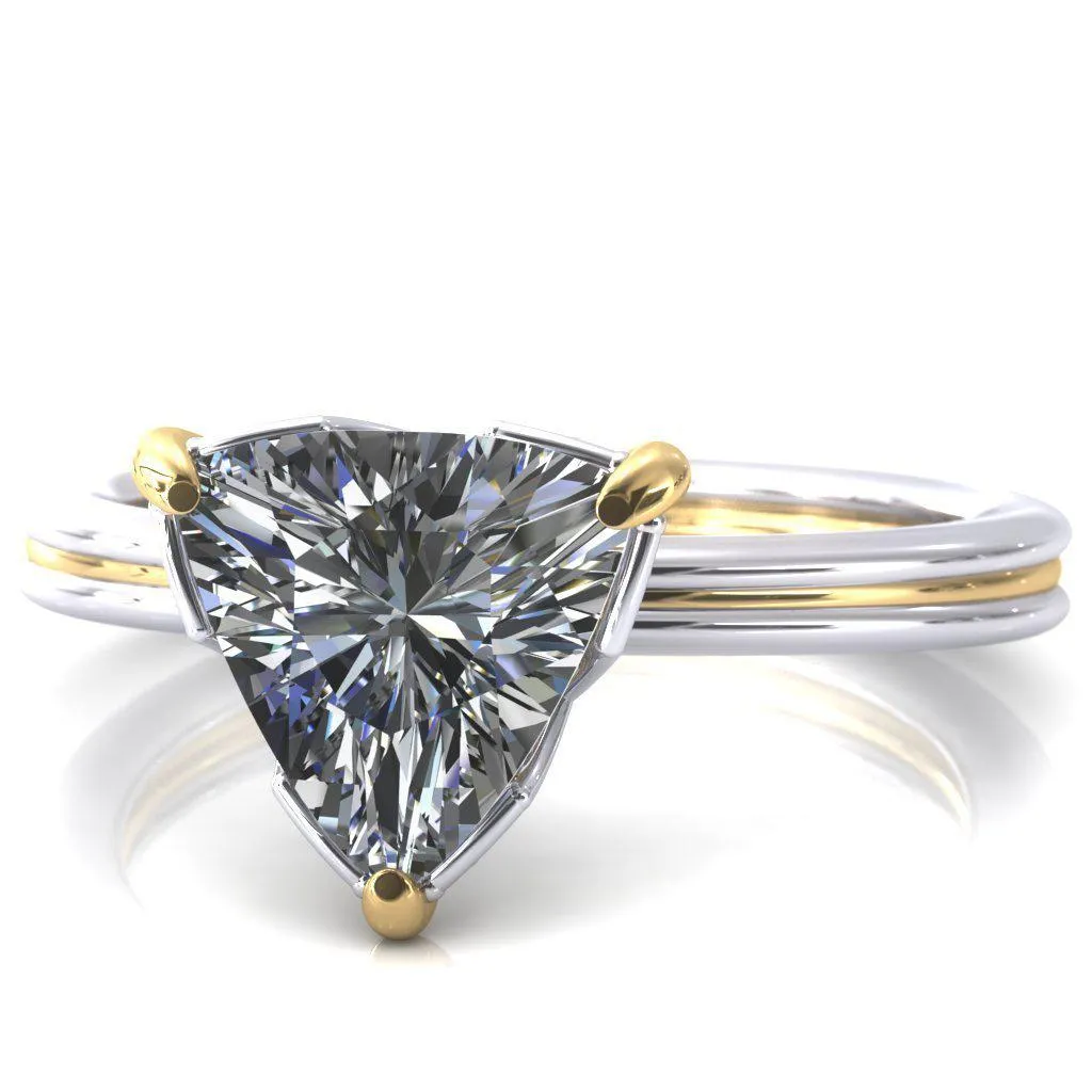 Izabel Trillion Moissanite 3 Prong Engagement Ring