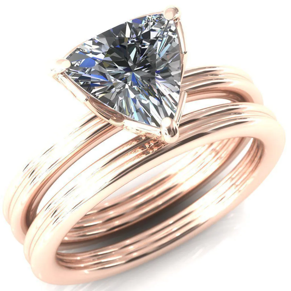 Izabel Trillion Moissanite 3 Prong Engagement Ring