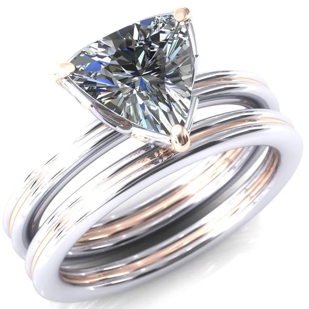 Izabel Trillion Moissanite 3 Prong Engagement Ring