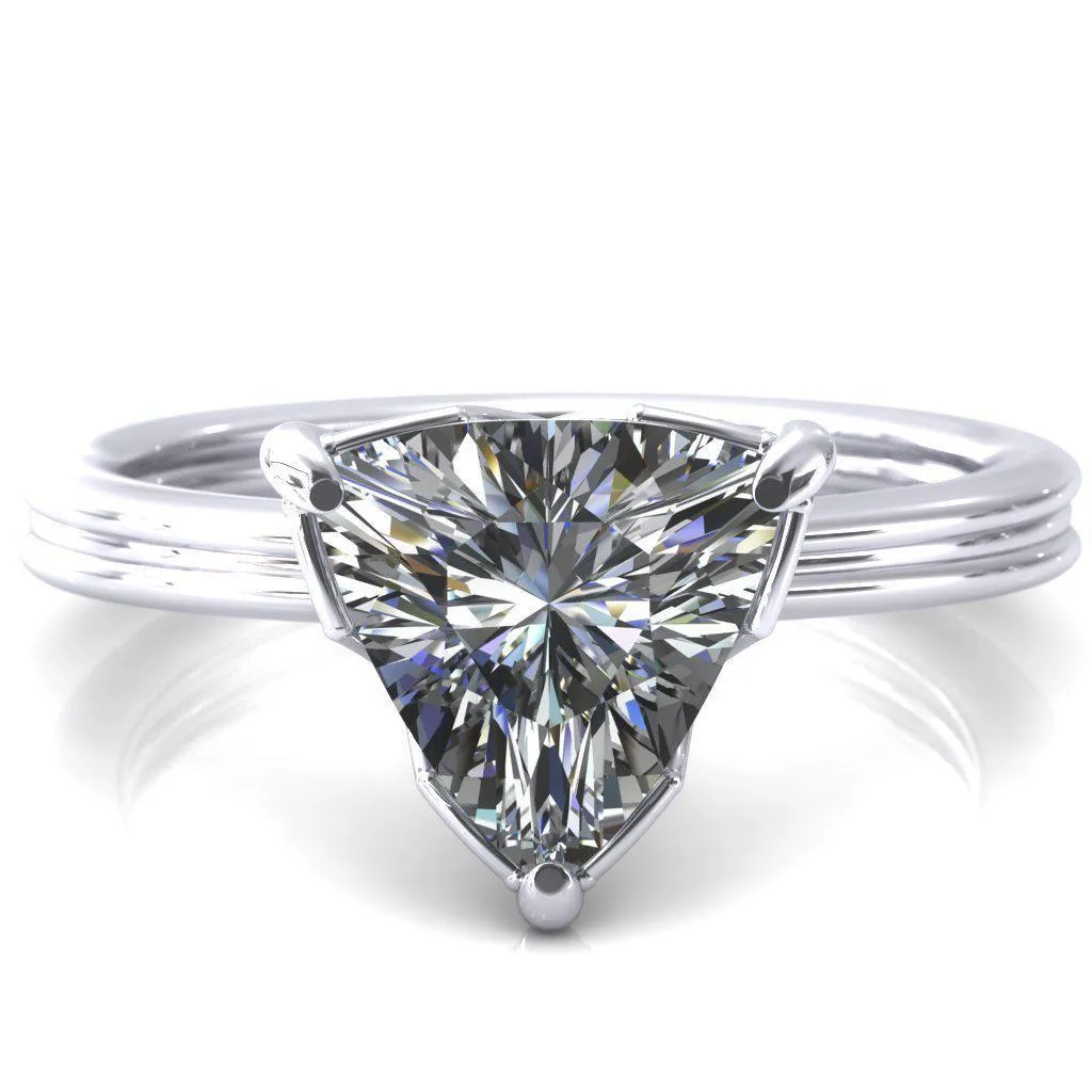 Izabel Trillion Moissanite 3 Prong Engagement Ring