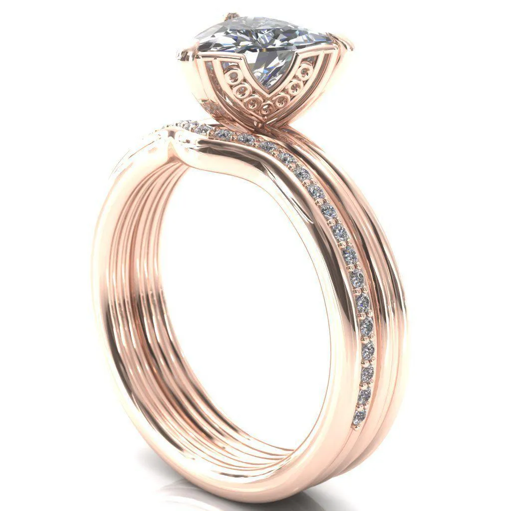 Izabel Trillion Moissanite 3 Prong Engagement Ring